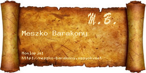 Meszko Barakony névjegykártya